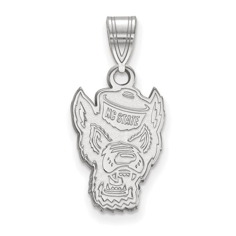 10k White Gold North Carolina State Medium Logo Pendant